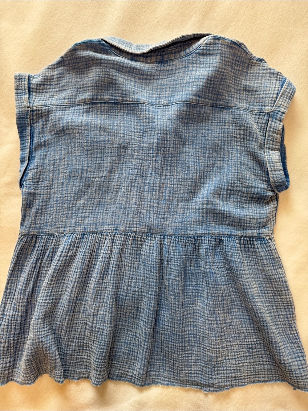 Umgee Cotton Gauze Babydoll Top Medium Blue Button Front Shirt - Picture 10 of 10